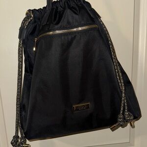 Versace Black and Gold Drawstring Backpack